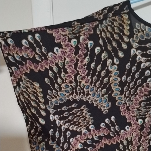 Dots Brown Black Rounded Dolman Sleeve Top - Picture 4 of 4